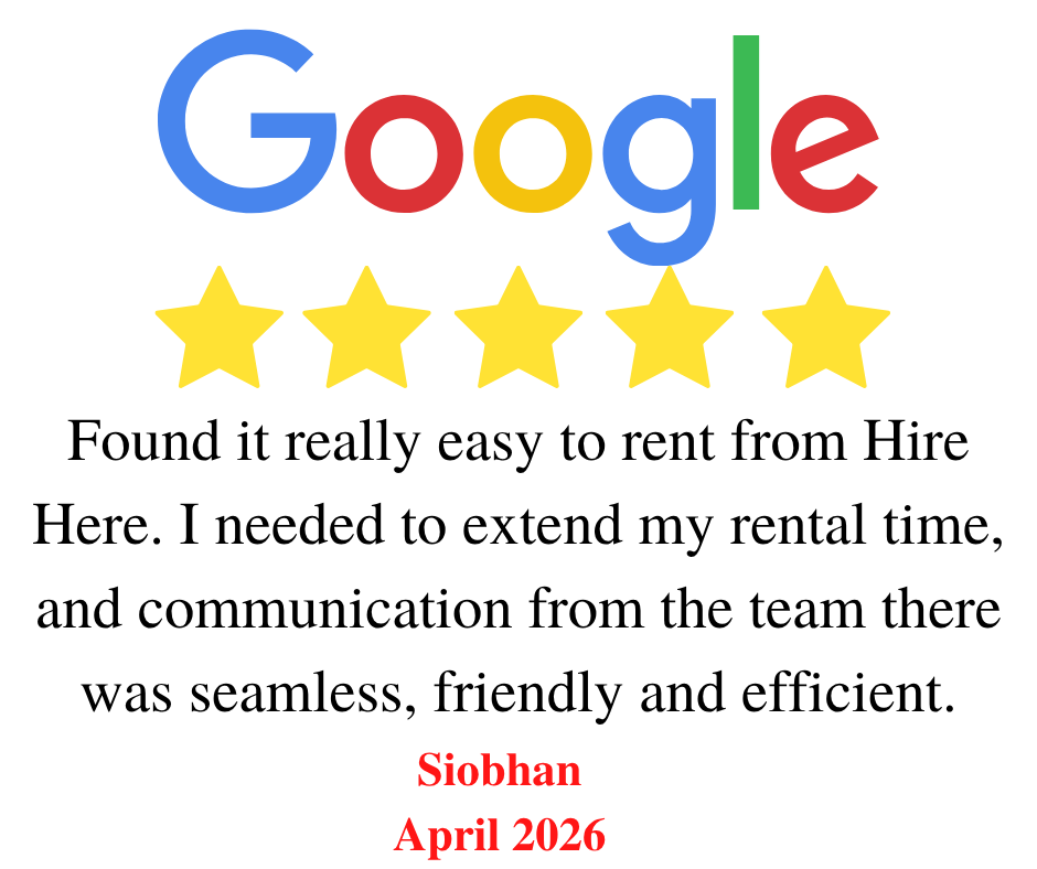 Hire Here Dublin 5 star Google Review  April  2026