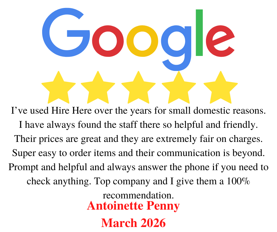 Hire Here Dublin 5 Star Google Review  March 2026