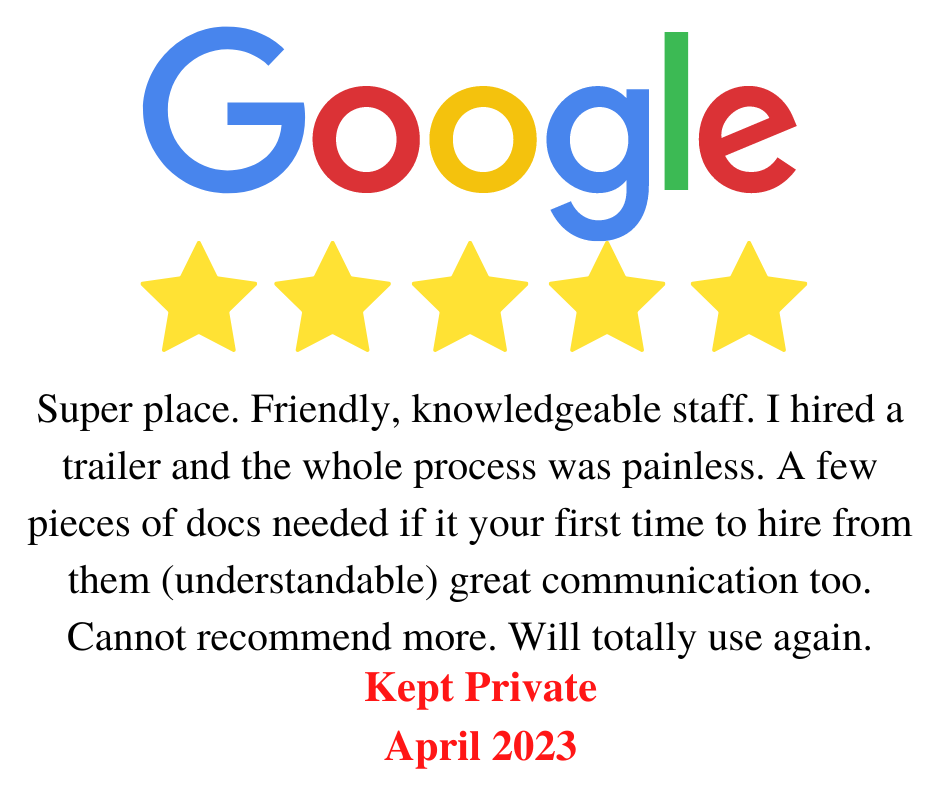 Hire Here Dublin 5 star Google Review  April 2023