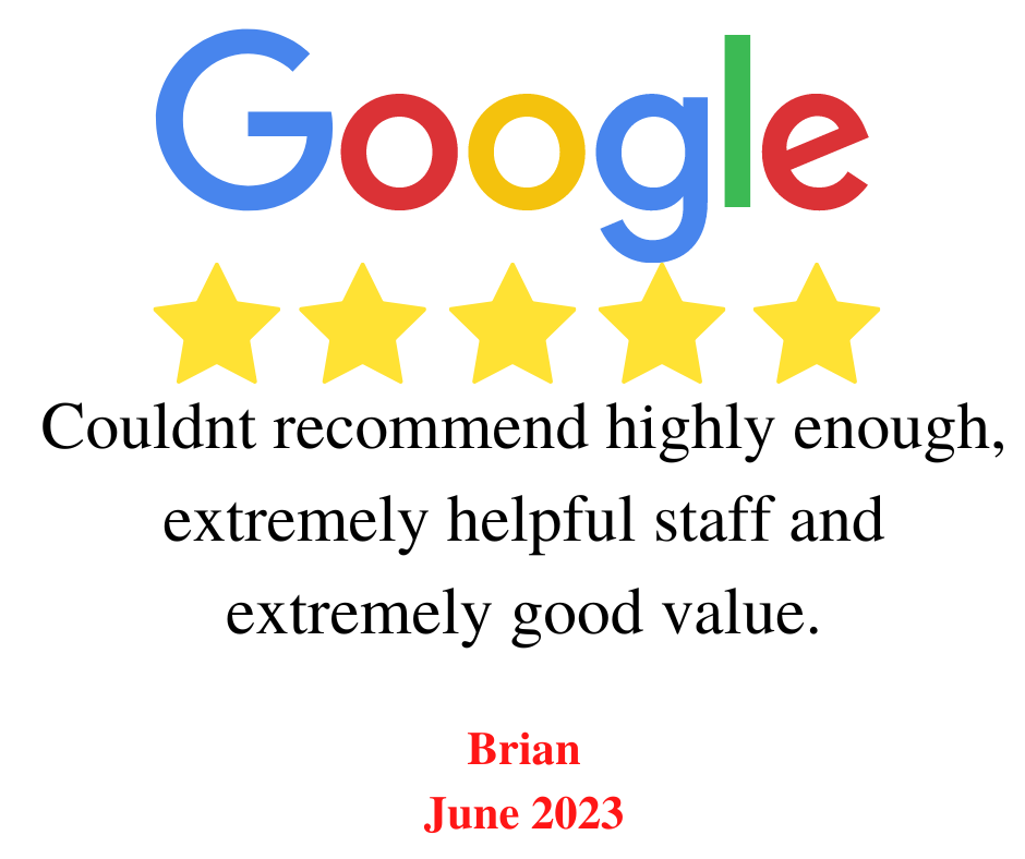 Hire Here Dublin 5 star Google Review  June 2023