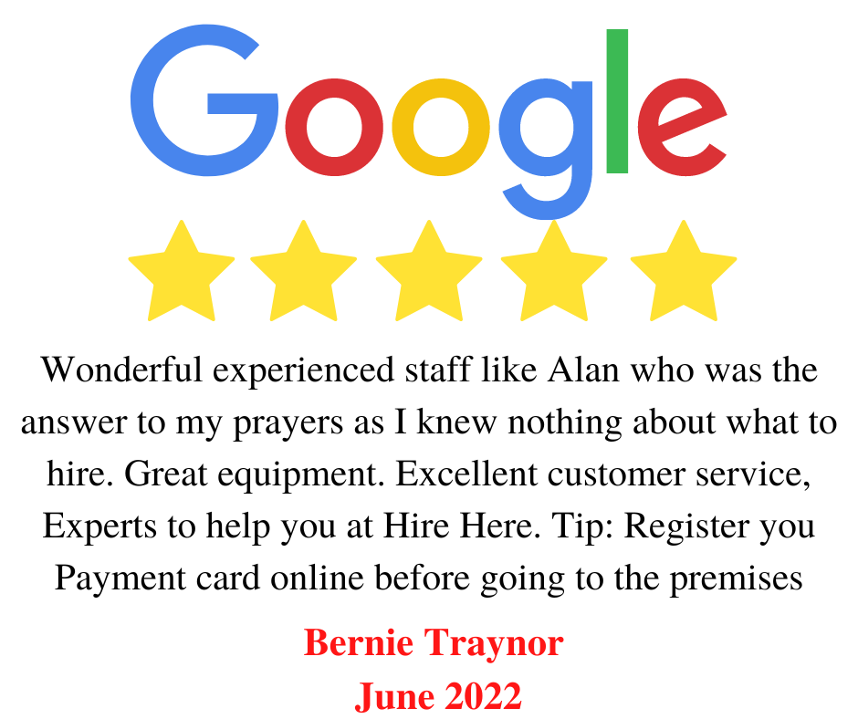 Hire Here Dublin 5 star Google Review June 2022